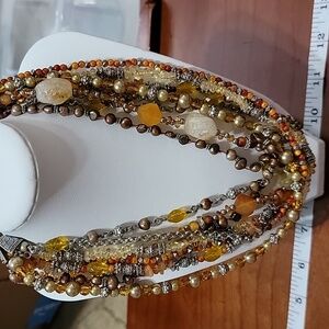 Citrine Baroque freshwater pearl mixed beads 8 Strand necklace 17"-20"